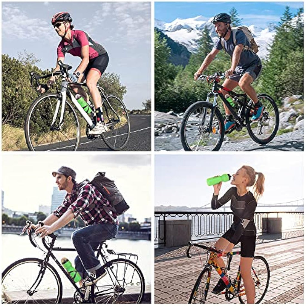 Bike Water Bottle Cage with 800ml BPA-Free Bottle – Green
