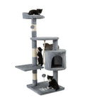 lionto Cat Tree with Sisal Scratching Post, Cave & Play Rope – 112 cm