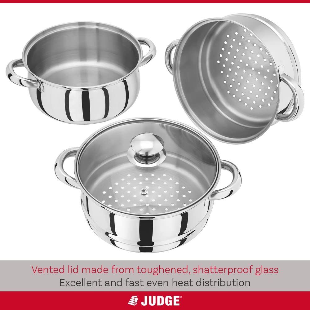 Judge 3-Tier Stainless Steel Steamer - 20cm Induction Vegetable Cooker