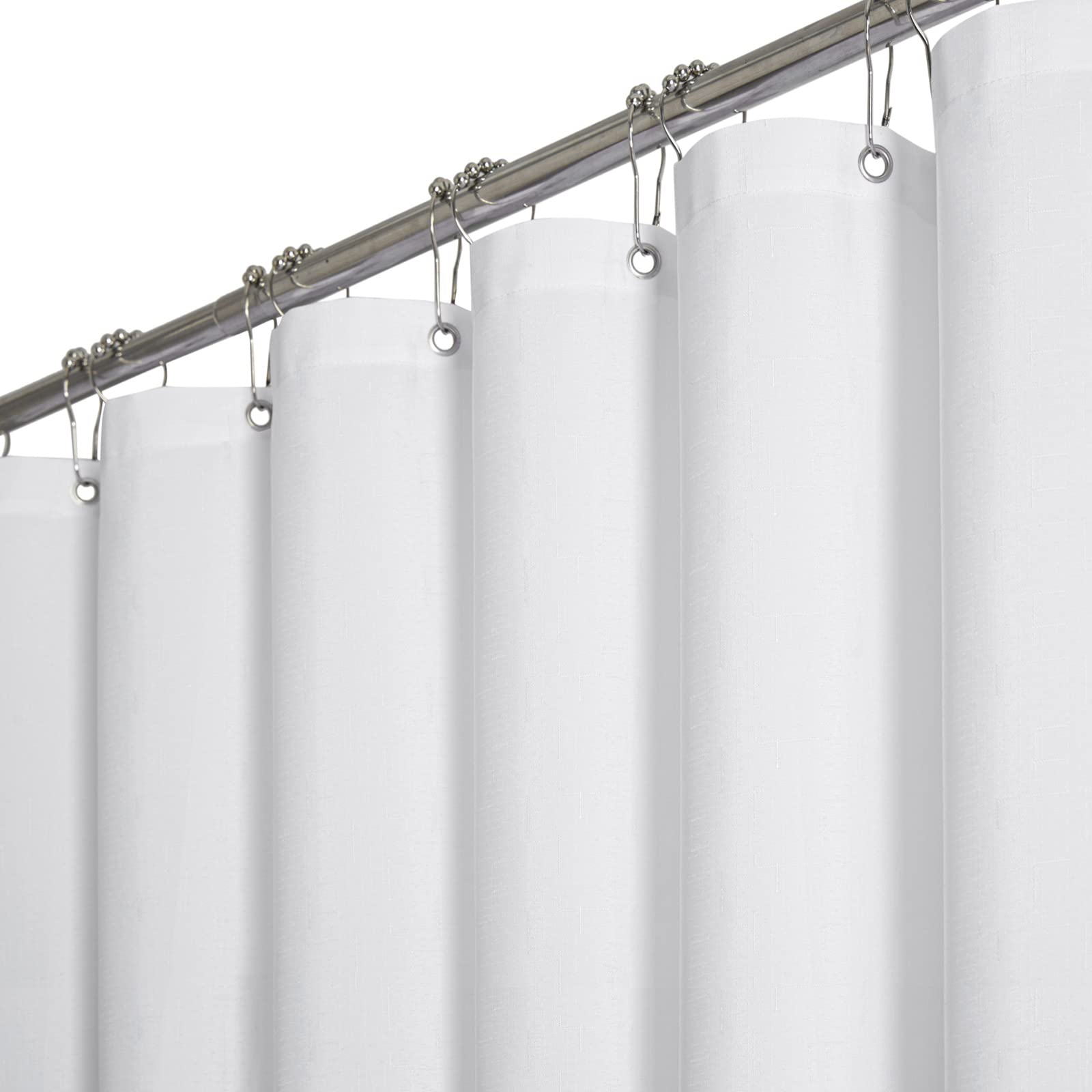 BTTN White Linen Shower Curtain – 92x182cm Narrow Stall Weighted Fabric