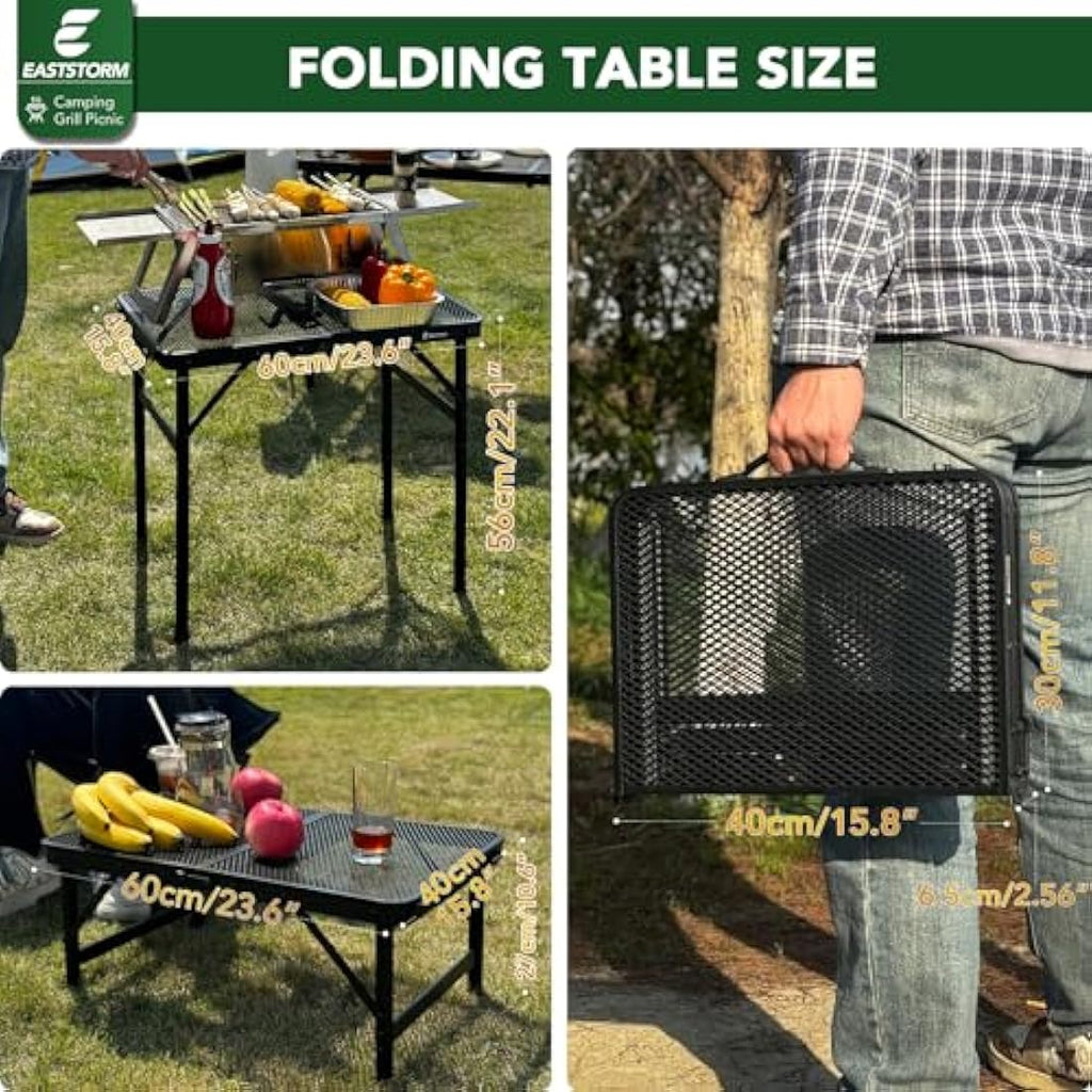 E EASTSTORM Portable Folding Camping Table – Lightweight Mesh Picnic Table