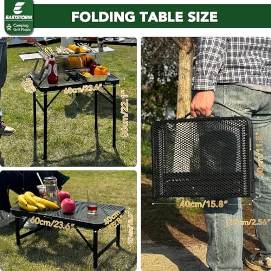 E EASTSTORM Portable Folding Camping Table – Lightweight Mesh Picnic Table