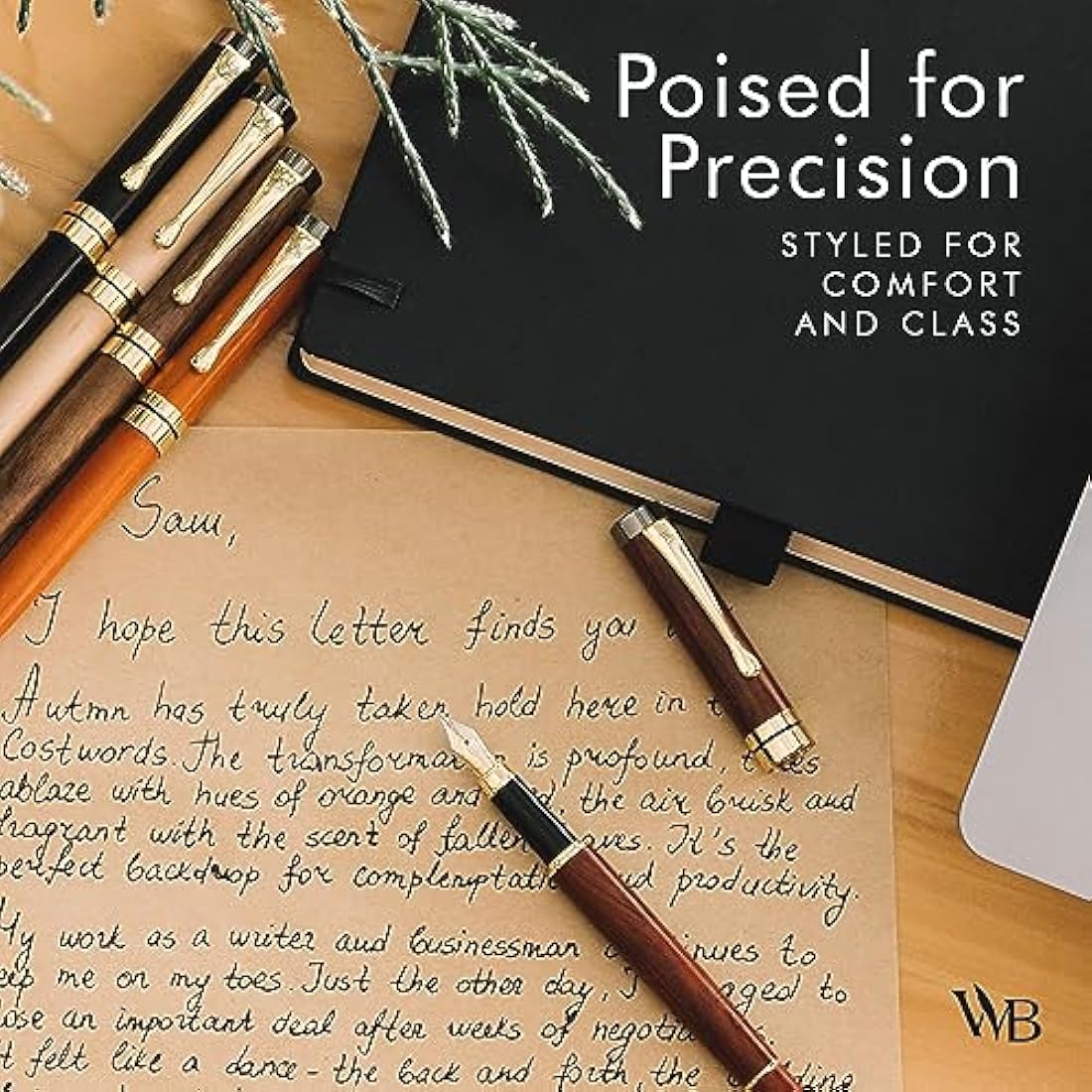 Luxury Bamboo Fountain Pen Set – Extra Fine Nib Black Wood