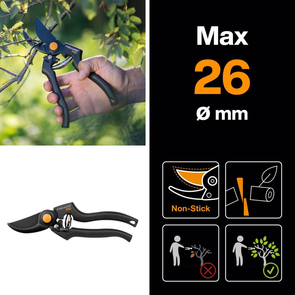 Fiskars Pro Pruner P90 - Professional Steel Pruning Shears, 2.6cm
