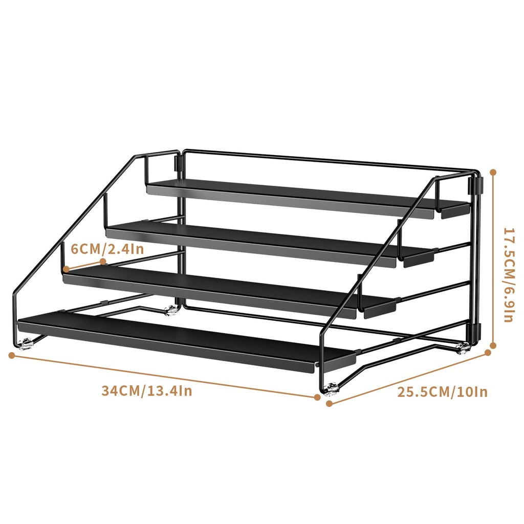 ZDDLOINP 4-Tier Metal Spice Rack | Depth Adjustable Cabinet Organizer