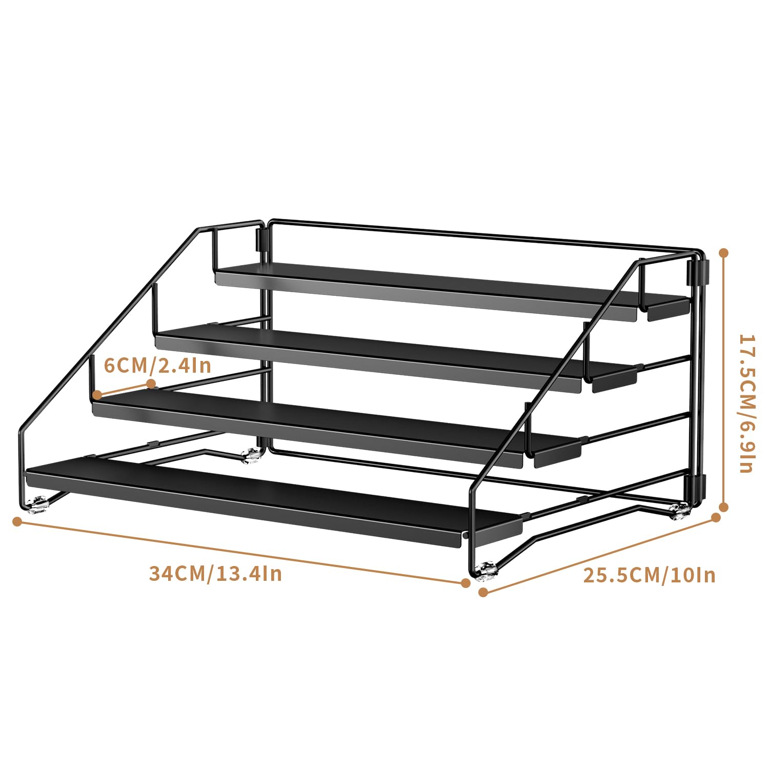 ZDDLOINP 4-Tier Metal Spice Rack | Depth Adjustable Cabinet Organizer