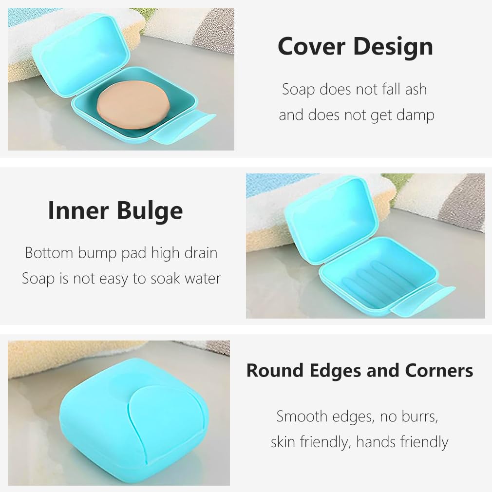 4PCS Travel Soap Case, Soap Bar Travel Soap Dish with Lid Waterproof Leakproof Square Small Soap Box Container Holder Closable Soap Holder Portable - image 4
