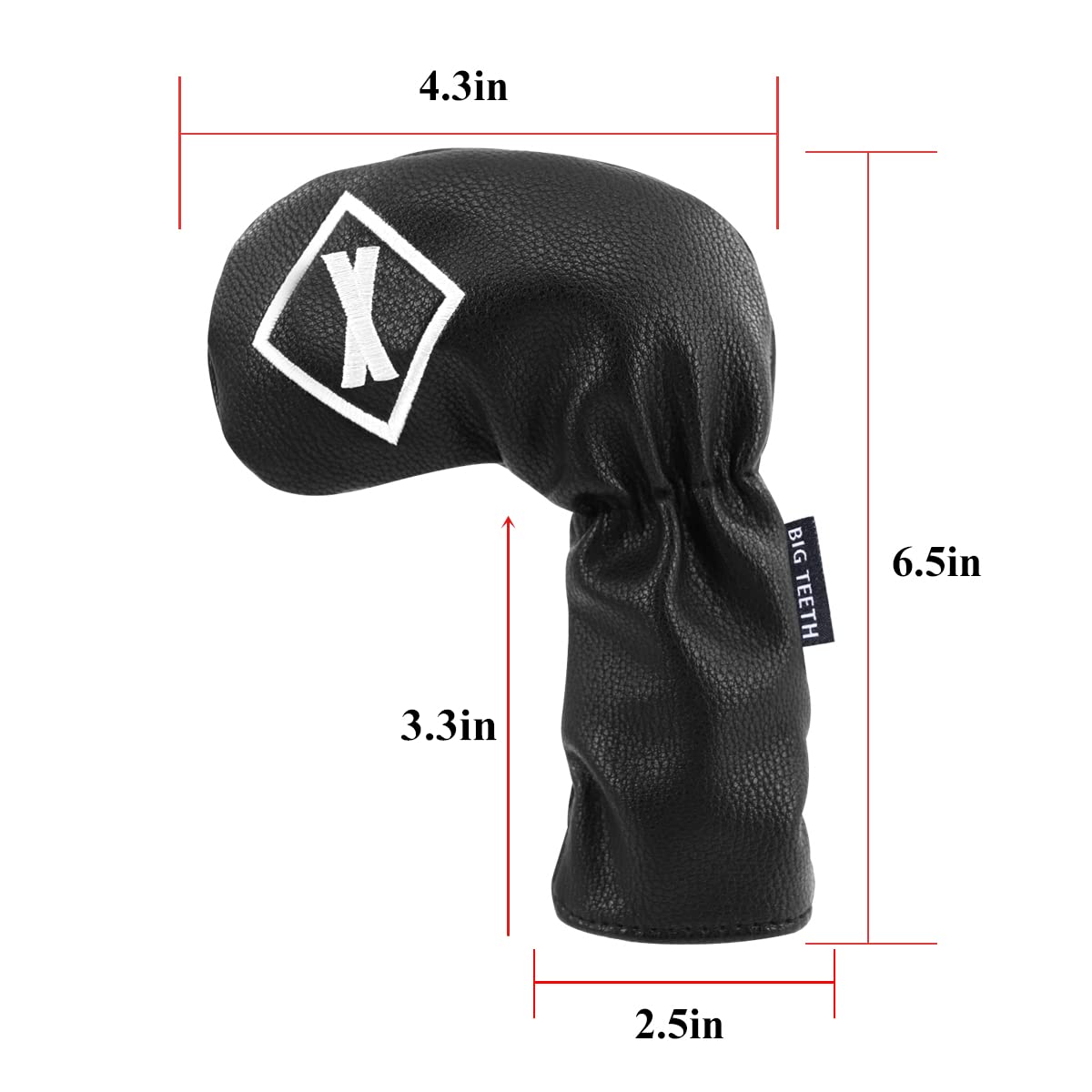 Big Teeth Golf Iron Head Covers - 10Pc Black PU Leather Club Protectors