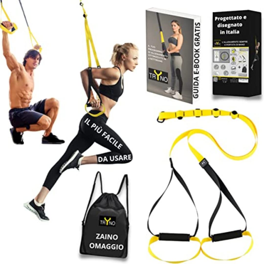TRYNO TRX Suspension Trainer – Home Gym Resistance Straps with Backpack