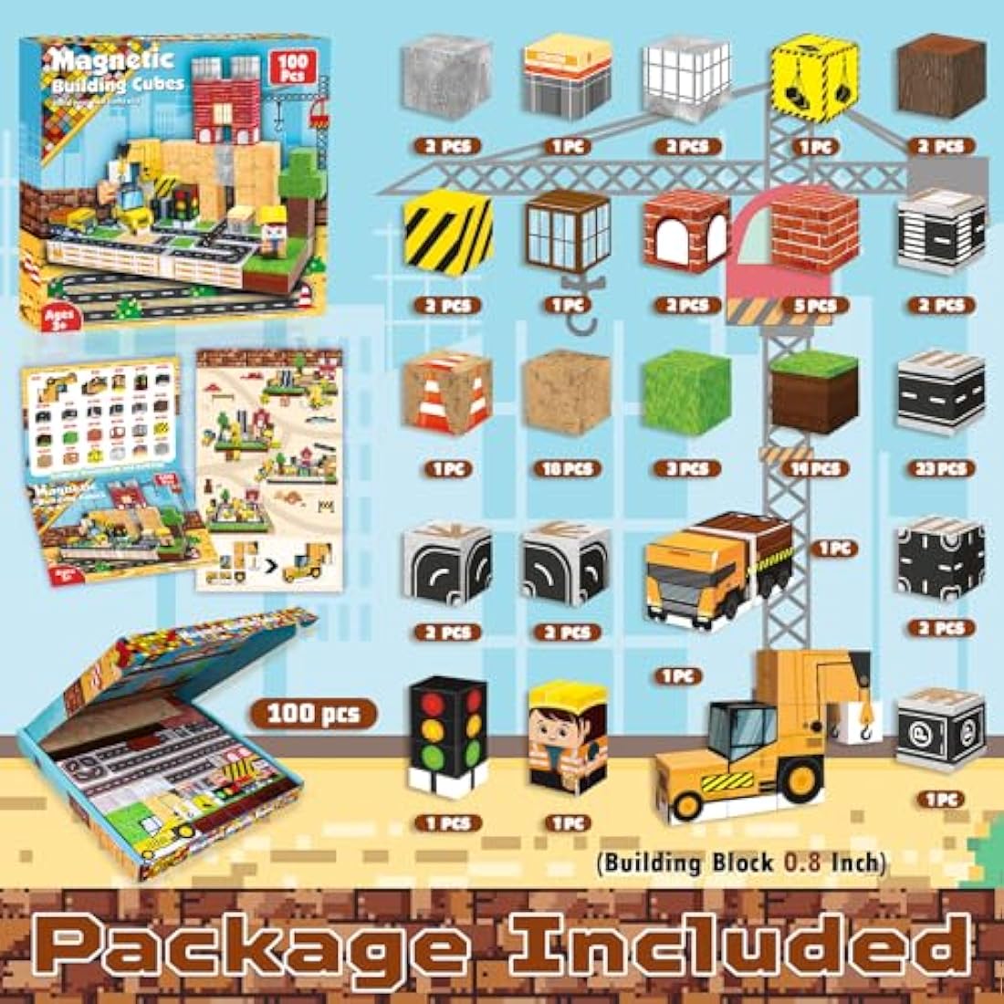 Annexfun 100PCS Magnetic Building Blocks – STEM Road & Car Construction Toy