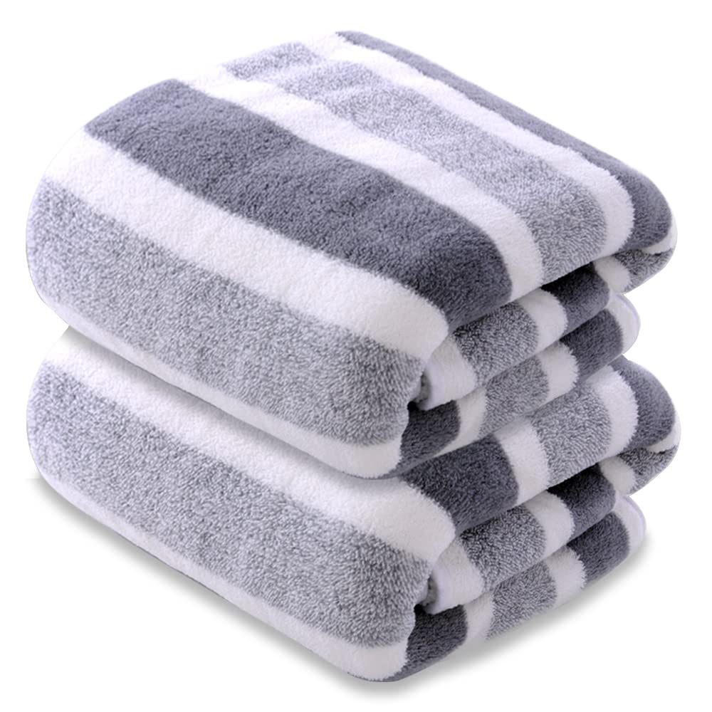 SOFTBATFY Microfiber Bath Towels | 2-Pack Quick Dry Gray Towel Set