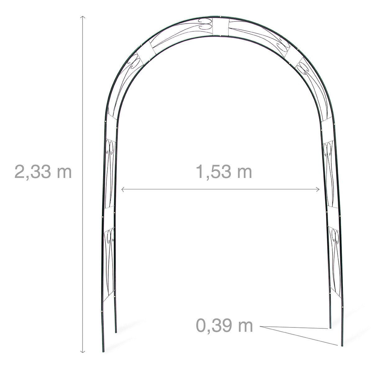 Relaxdays Metal Rose Arch Trellis – 2.3m Powder-Coated Steel Garden Arbour