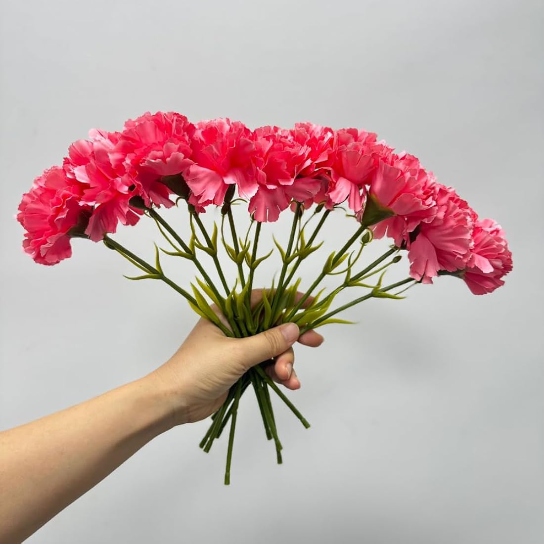 10-Stem Artificial Silk Carnations - 11" UV Resistant Red