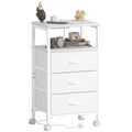 Lutown-Teen Bedside Table with Charging Station and 3 Drawers | White