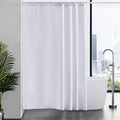 Furlinic White Polyester Shower Curtain – Mold Resistant & Weighted