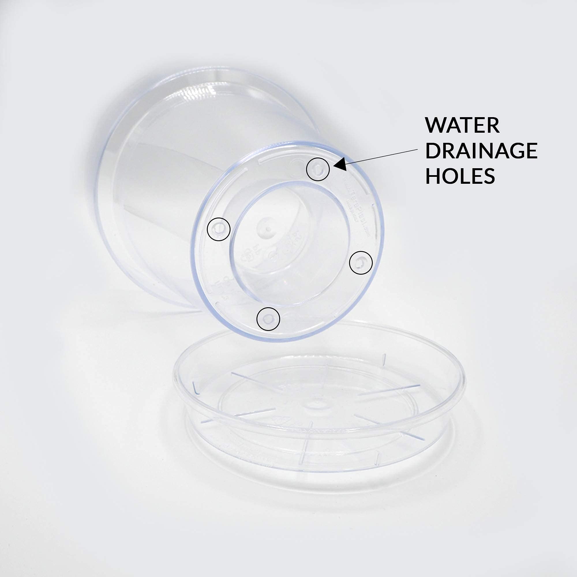 Kalapanta Transparent Orchid Pot with Drainage Holes and Saucer - 16cm