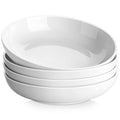 MALACASA 10 Inch Large Pasta Bowls - Set of 4 White Ceramic Salad Bowls
