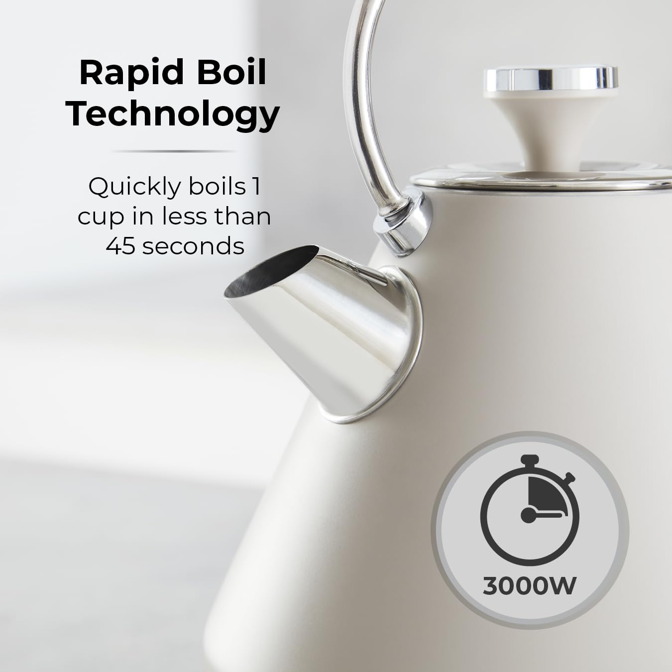 Tower Cavaletto Pyramid Kettle | 1.7L Fast Boil 3000W | Latte & Chrome