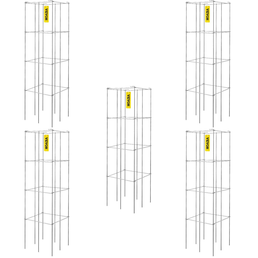 VEVOR Square Tomato Cages | 5-Pack PVC-Coated Steel Plant Support Towers