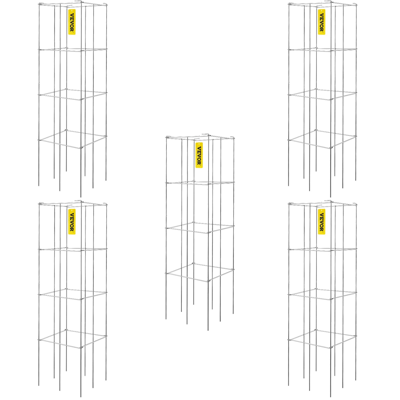 VEVOR Square Tomato Cages | 5-Pack PVC-Coated Steel Plant Support Towers