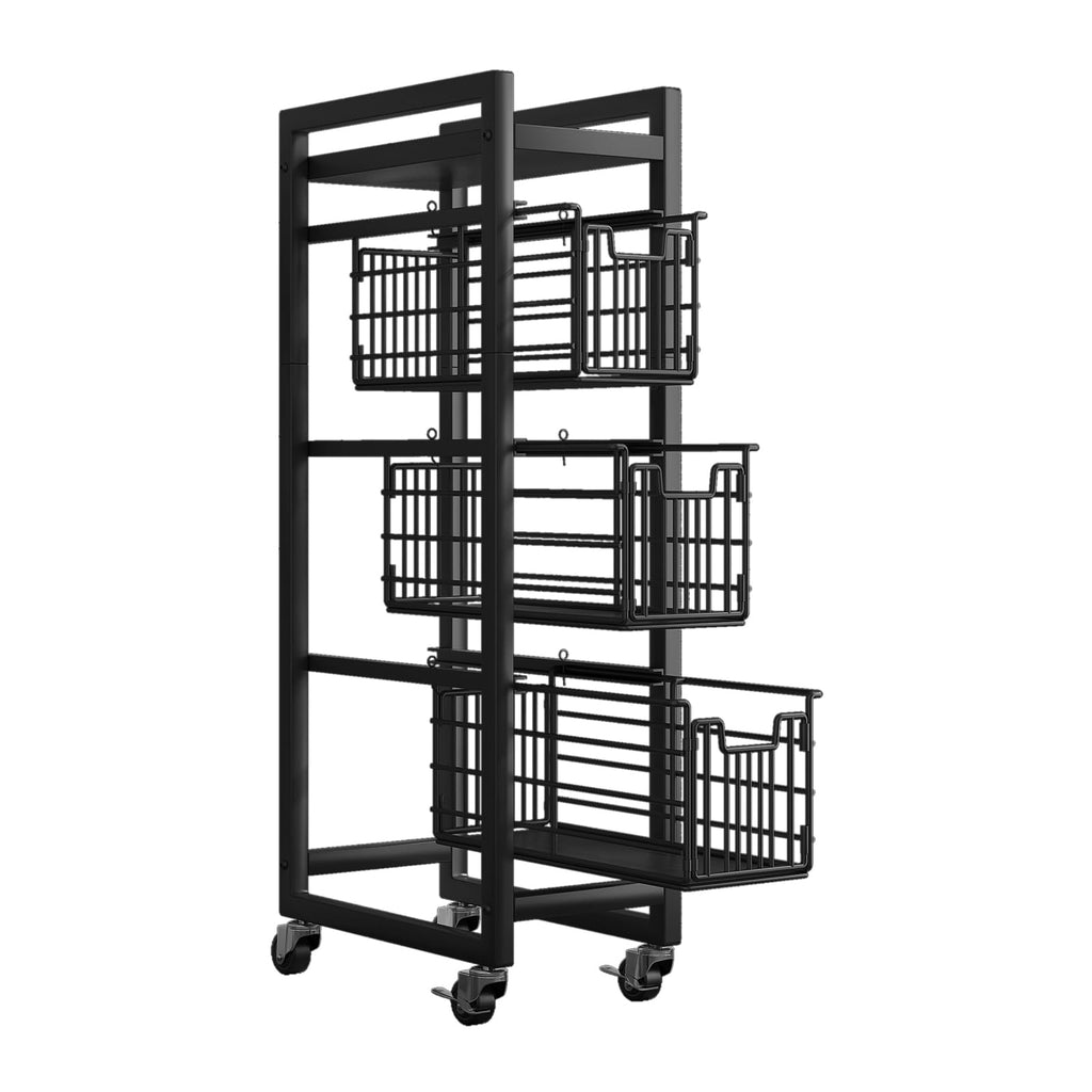 4-Tier Pull-Out Storage Organizer Rolling Utility Cart - Universal Metal Craft Shelf Trolley for Home Kitchen Bathroom Bedroom Office Classroom - image 1