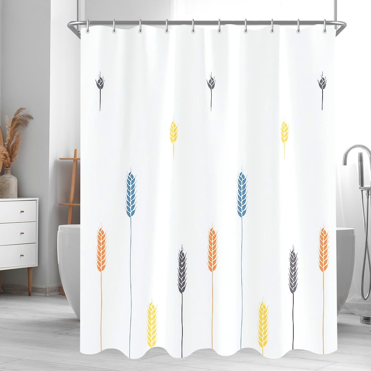 Lerores Wheat Ears Shower Curtain - 200x200cm Anti-Mould Polyester