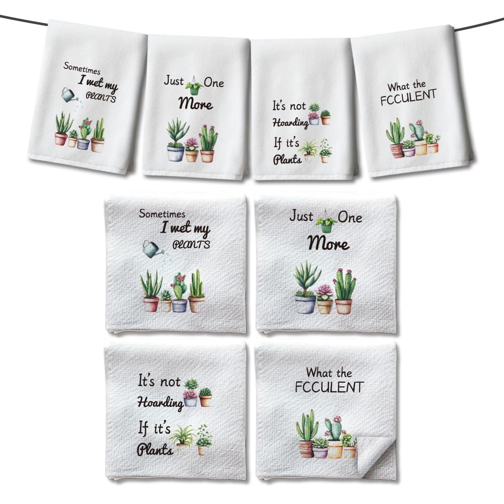 WADORN Microfiber Succulent Tea Towels | Watercolor Cactus Dish Cloths