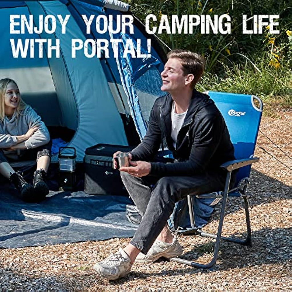 Portal Lightweight Folding Camping Chair – Portable High Back Garden Seat