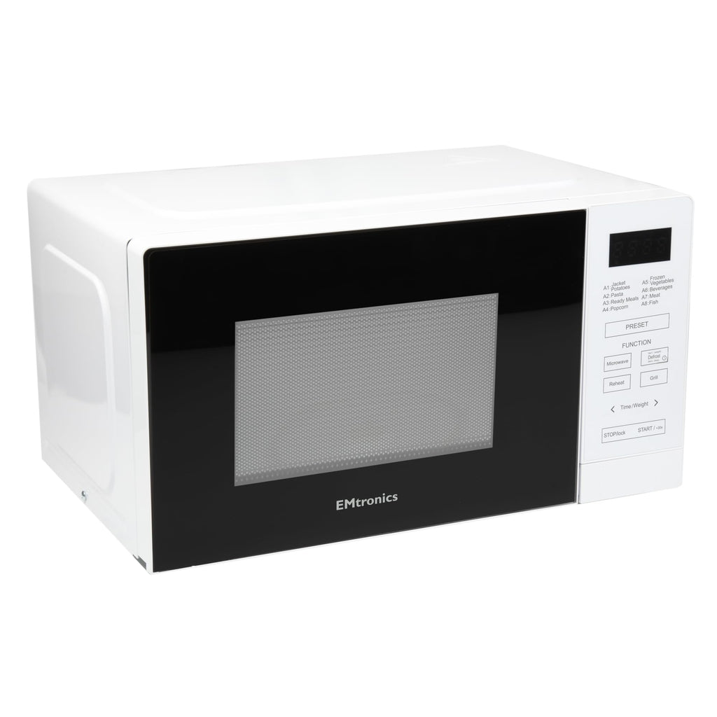 EMtronics 20L Digital Microwave with 800W Grill & Defrost – White