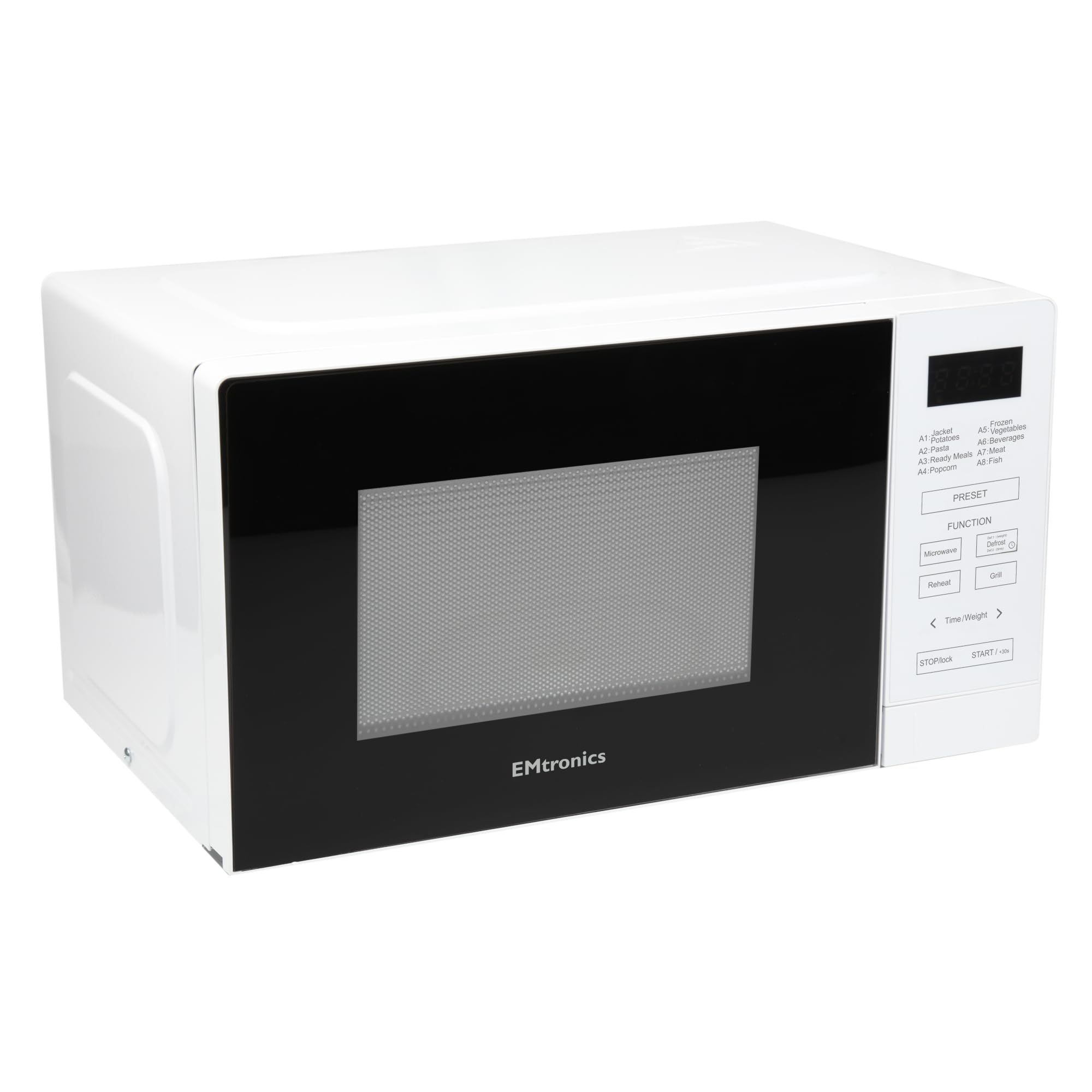 EMtronics 20L Digital Microwave with 800W Grill & Defrost – White