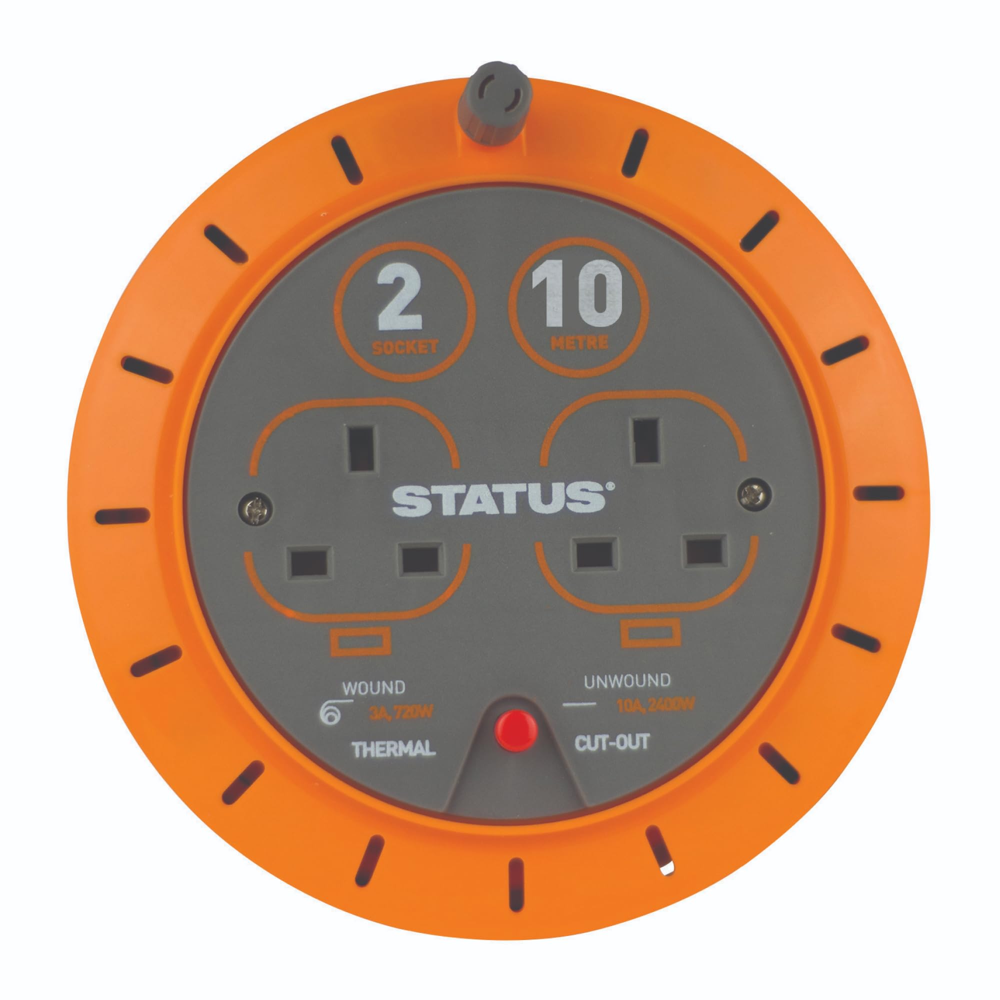 Status 10m Double Socket Cassette Extension Reel with Thermal Cut Out