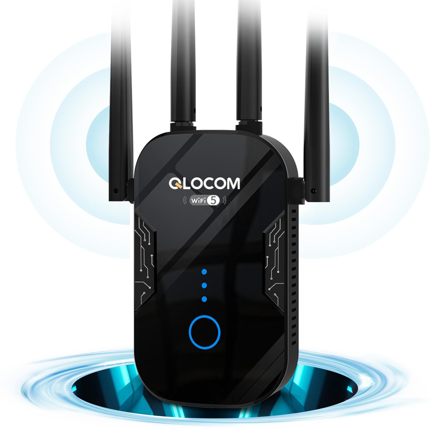 QLOCOM 2026 WiFi Extender Booster 1200Mbps Dual Band 5GHz 2.4GHz