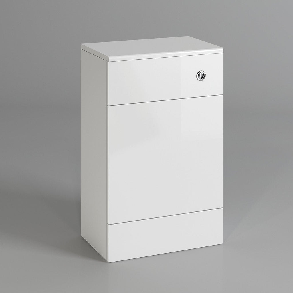 500mm Gloss Grey White Harper Back to Wall Toilet Cupboard Unit White