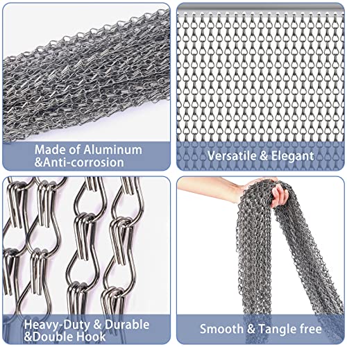 VerRich Aluminium Chain Door Fly Screen – Dark Grey Metal Insect Curtain