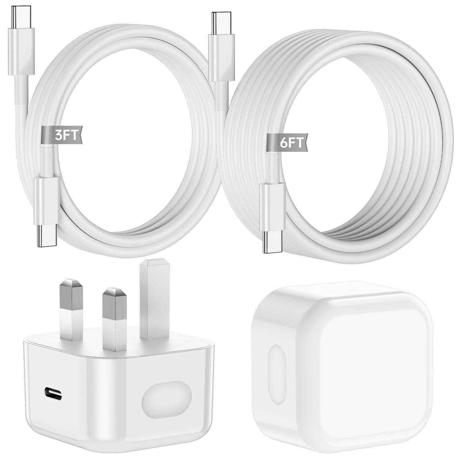 Jolof Store 20W USB C Fast Charger for iPhone 17/16/15 - 1M+2M Cables