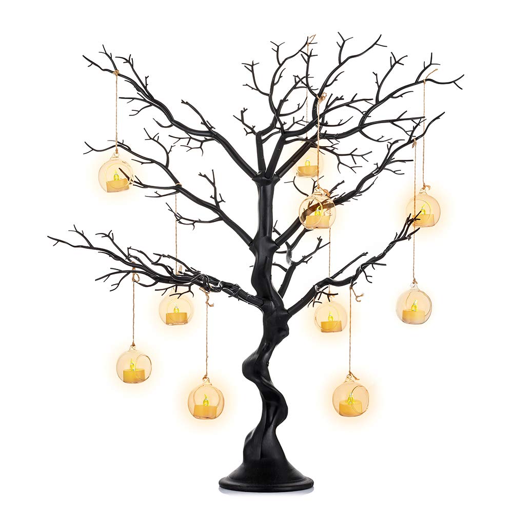 Nuptio 75cm Black Artificial Twig Tree – Tabletop Holiday Ornament Display