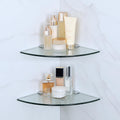 SAYAYO 2-Pack Glass Corner Shelf – 250mm Tempered Glass with Chrome Brackets