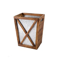 Venalys Small Wood Trash Can Wastebasket, Decorative Barn Door Garbage Can Waste Basket, Rustic Distressed Rectangular Trash Bin - image 1
