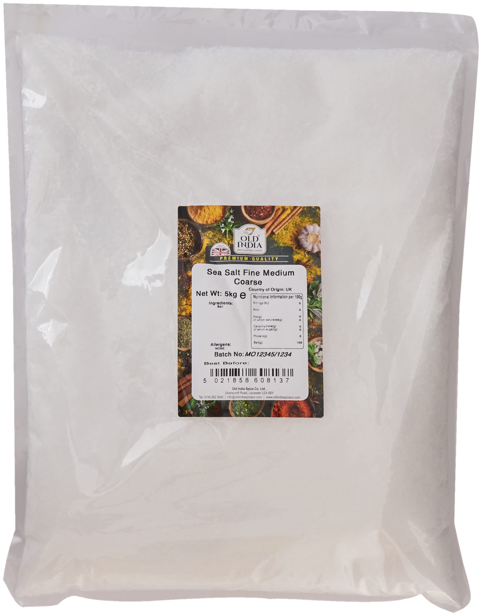 Old India Sea Salt - Fine Medium Coarse Culinary Salt Bulk - 5kg