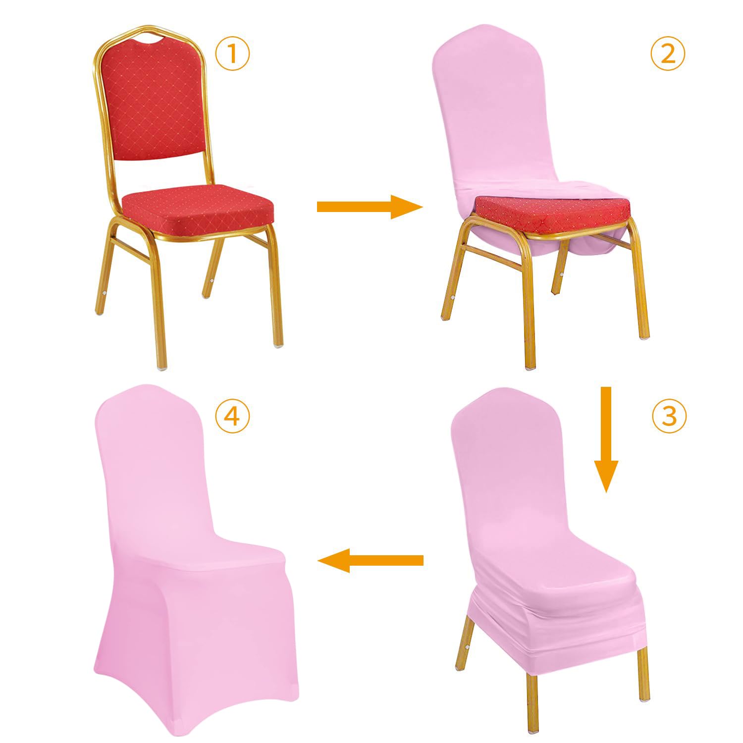 Kapwall Pink Spandex Chair Covers – 12 Pack Stretch Washable Banquet Decor