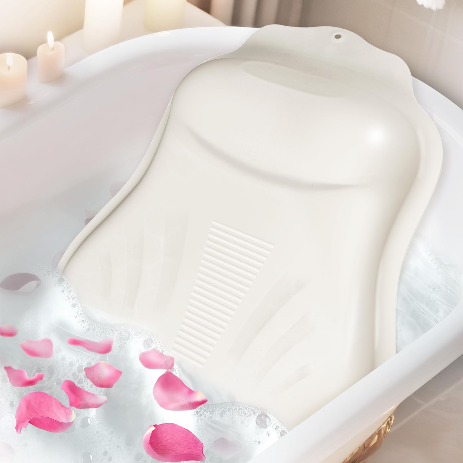 SoSheen Inflatable Silicone Bath Pillow – Ergonomic Spa Cushion with Suction Cups