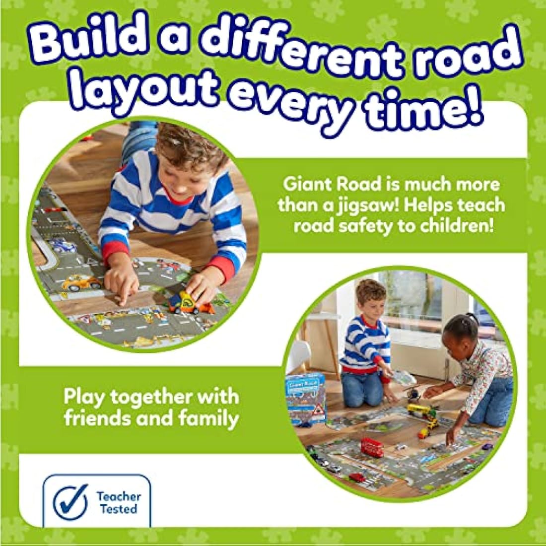 Orchard Toys Giant Road Floor Puzzle – 20 Piece Interchangeable Track