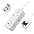 Mscien 2M Extension Lead with 3 USB Slots | 2 Way Shaver Plug Adaptor