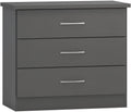 Seconique Nevada 3 Drawer Chest – Modern Bedroom Dresser in 3D Grey