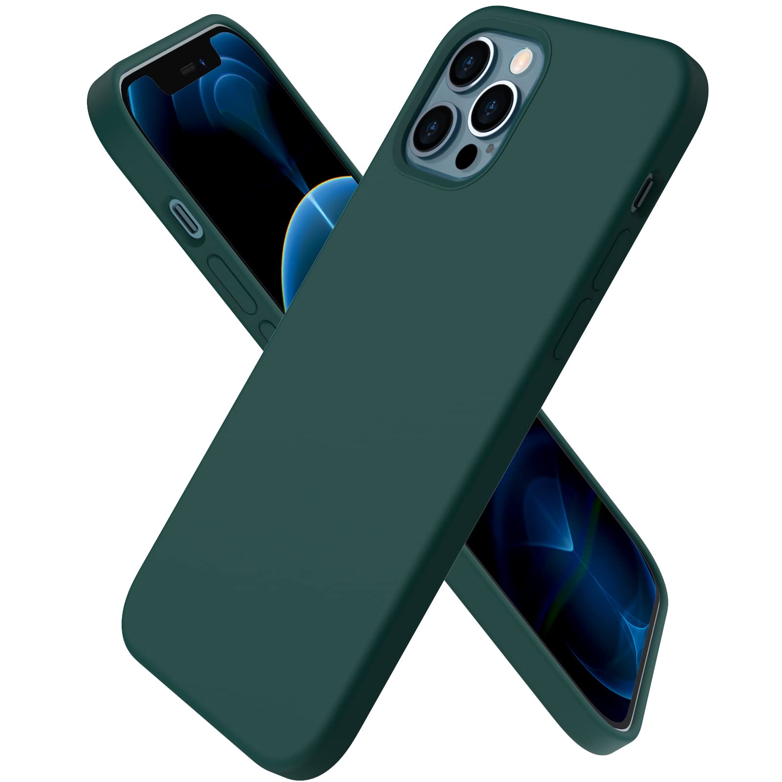 ORNARTO iPhone 12 / 12 Pro Case – Slim Liquid Silicone Cover, Olive Green