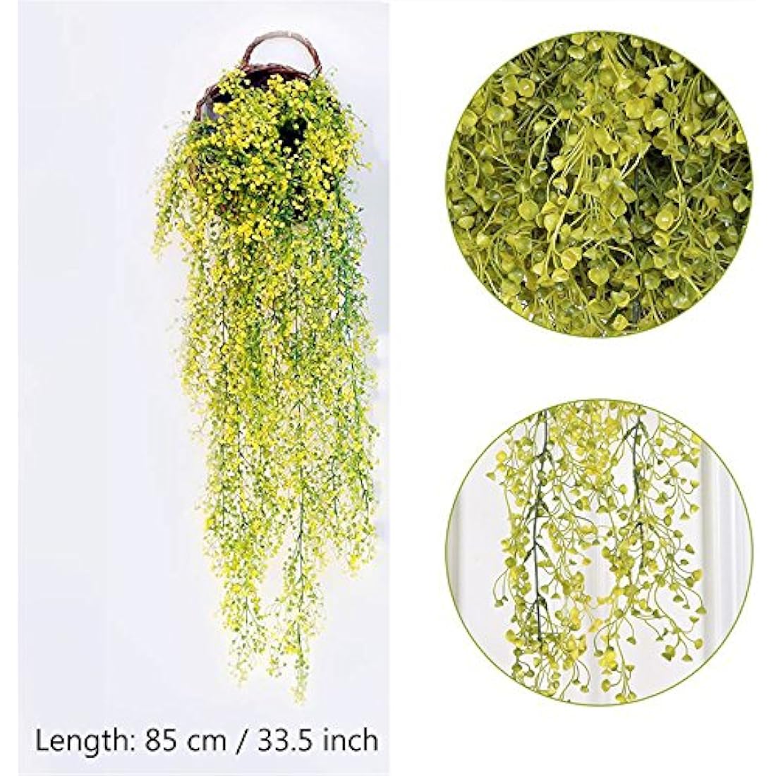 2pcs Artificial Hanging Ivy Vines – Yellow Fake Plants