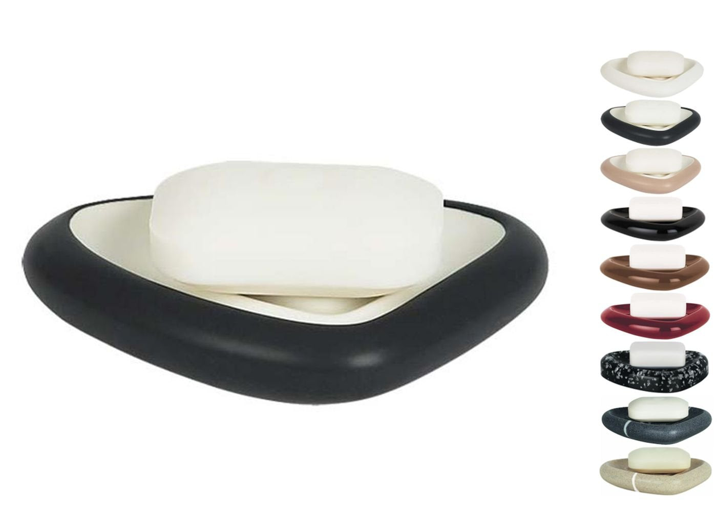 Spirella Etna Stoneware Soap Dish – Modern Black & White Bathroom Decor