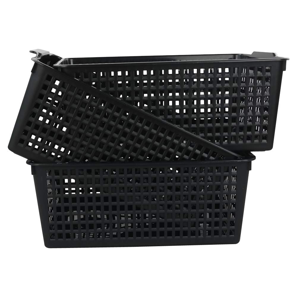 Yarebest Large Plastic Storage Basket Box, Cupboard Storage Baskets, 3-Pack Black - image 4