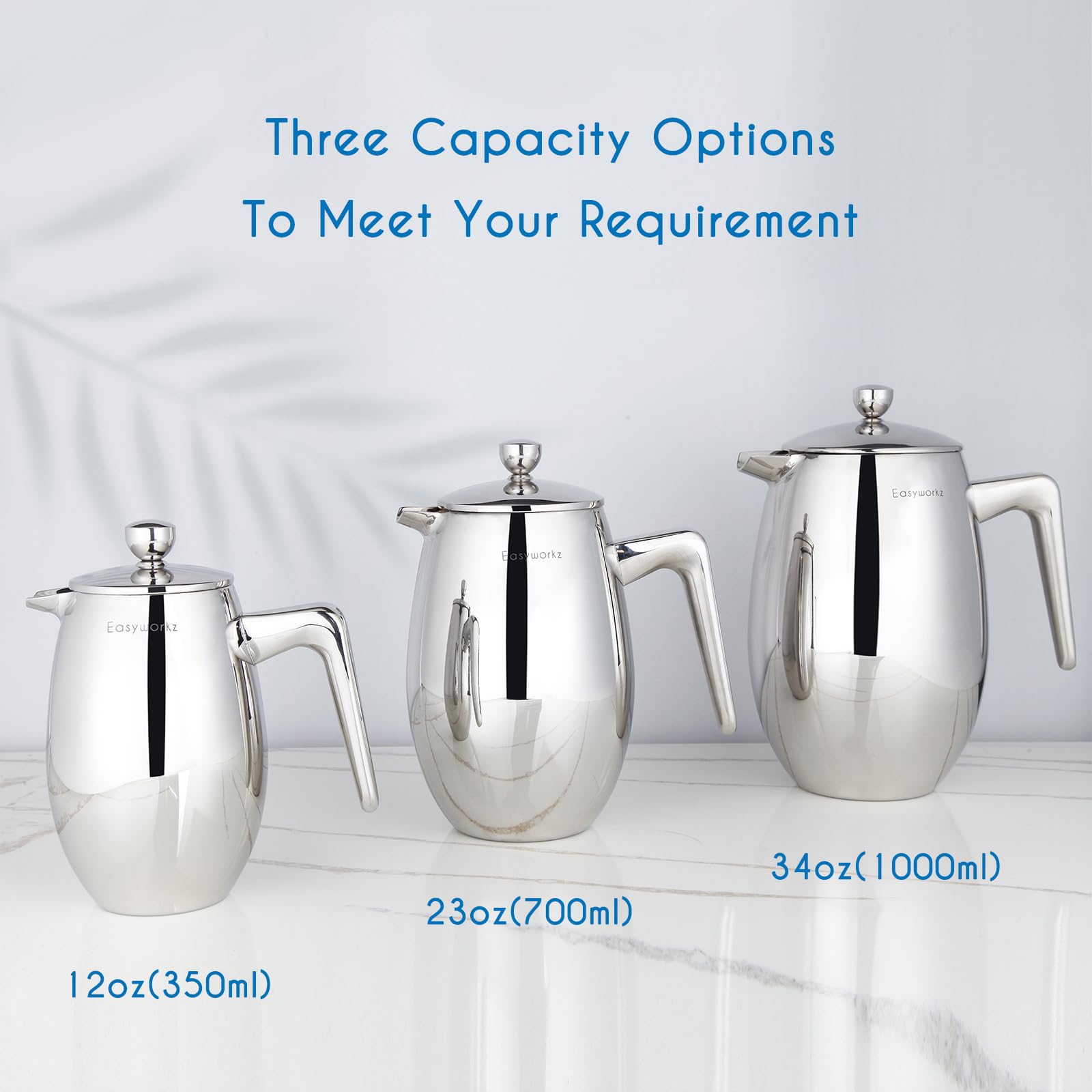 Easyworkz Nando French Press – 1000ml Insulated Stainless Steel Maker