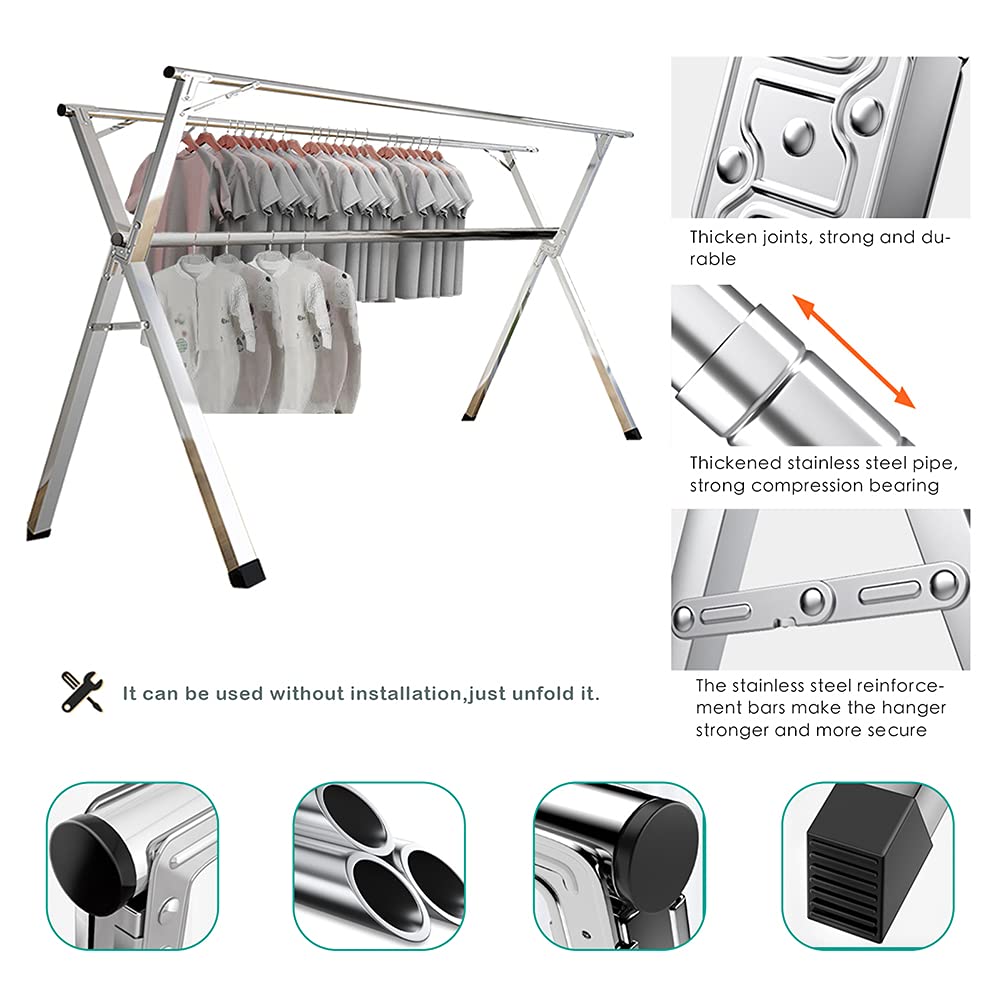 79" Stainless Steel Foldable Laundry Drying Rack – Heavy Duty